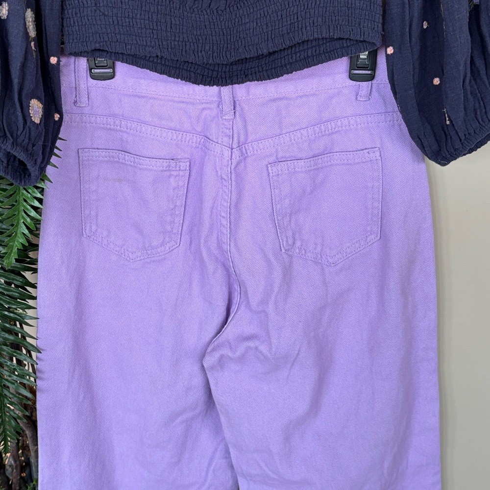 Brand New Free People Navy Floral Embroidered Off Shoulder Top & Lavender Jeans - Picture 13 of 16